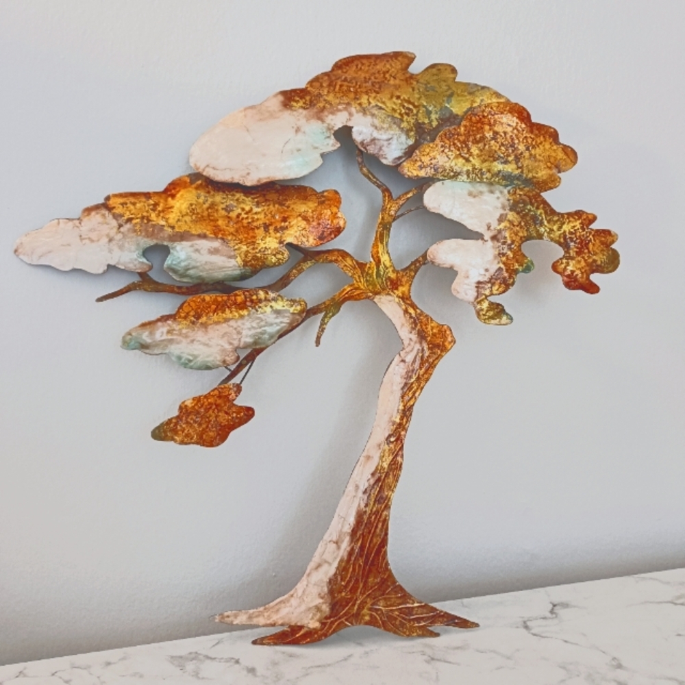 Metallic Enamel Cover Beautiful Tree Wall Art, 20" by 21"